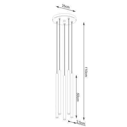 Lampadario a sospensione con filo PASTELO 5xG9/8W/230V rosso