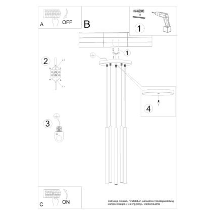 Lampadario a sospensione con filo PASTELO 5xG9/8W/230V rosso