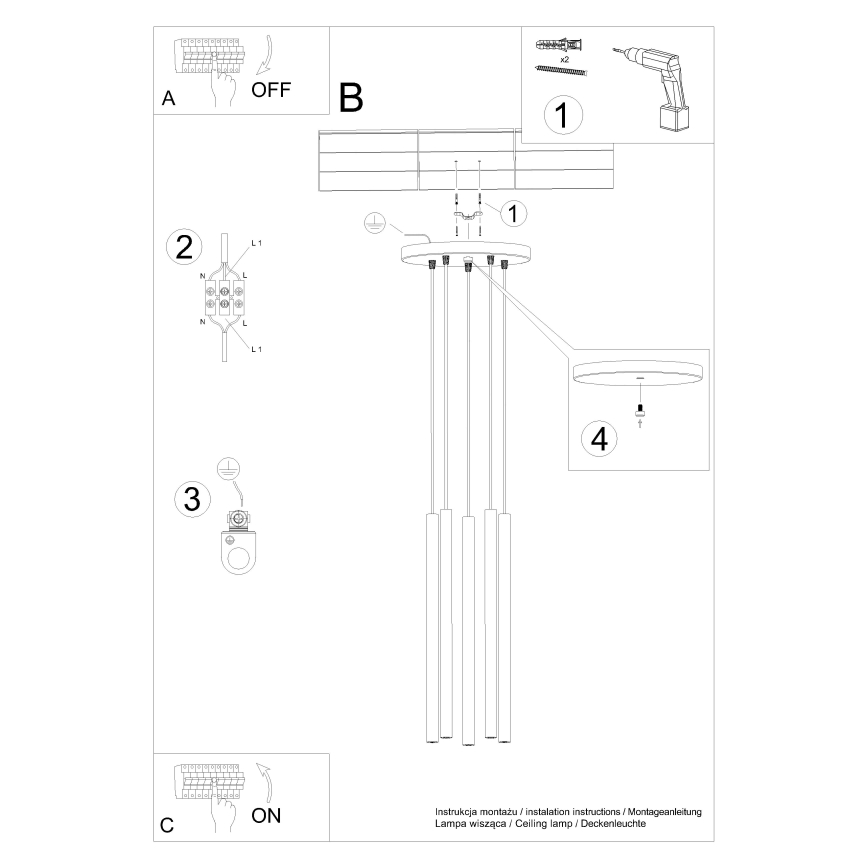 Lampadario a sospensione con filo PASTELO 5xG9/8W/230V rosso