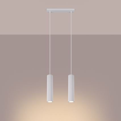 Lampadario a sospensione con filo KARBON 2xGU10/10W/230V bianco