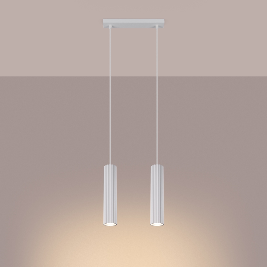 Lampadario a sospensione con filo KARBON 2xGU10/10W/230V bianco
