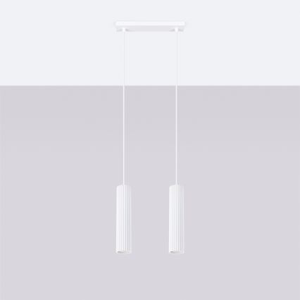 Lampadario a sospensione con filo KARBON 2xGU10/10W/230V bianco