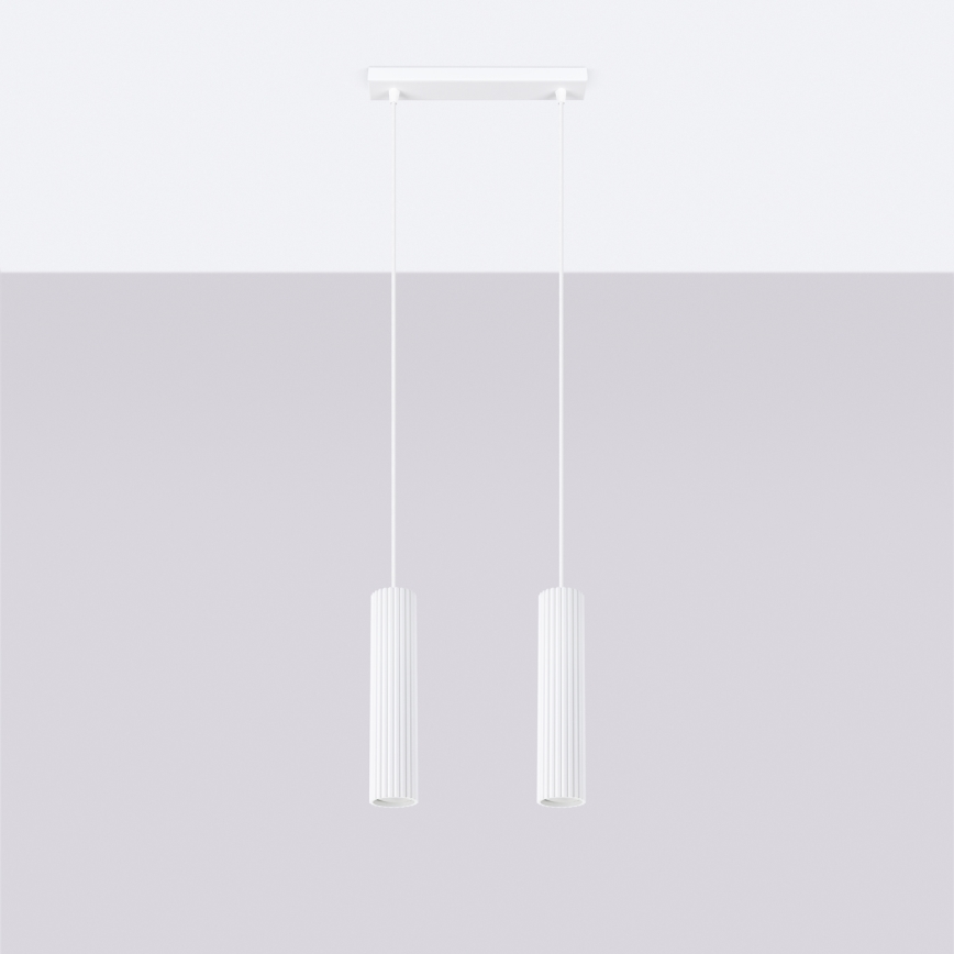 Lampadario a sospensione con filo KARBON 2xGU10/10W/230V bianco