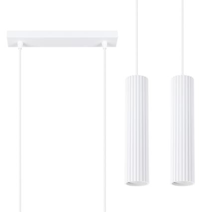Lampadario a sospensione con filo KARBON 2xGU10/10W/230V bianco