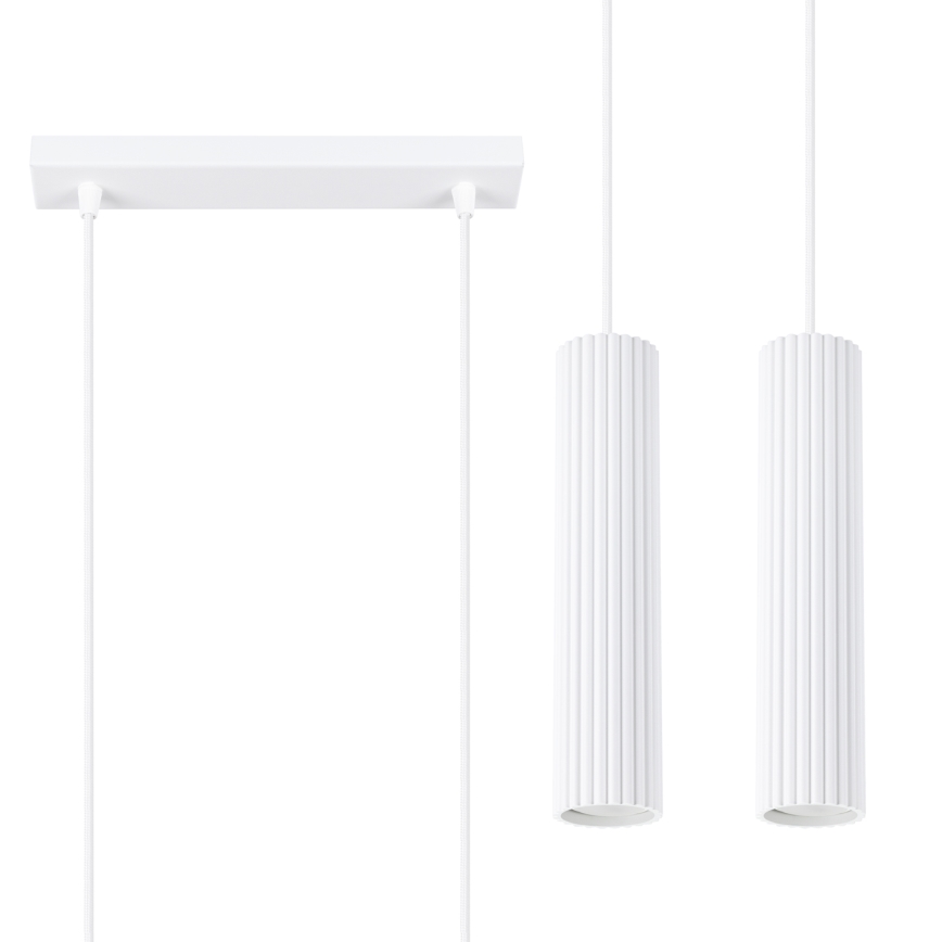 Lampadario a sospensione con filo KARBON 2xGU10/10W/230V bianco
