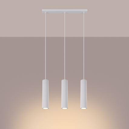 Lampadario a sospensione con filo KARBON 3xGU10/10W/230V bianco