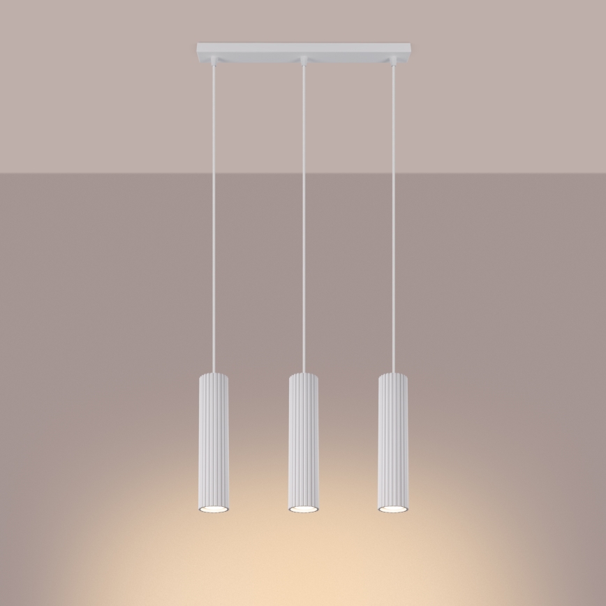 Lampadario a sospensione con filo KARBON 3xGU10/10W/230V bianco