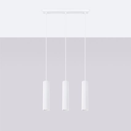 Lampadario a sospensione con filo KARBON 3xGU10/10W/230V bianco