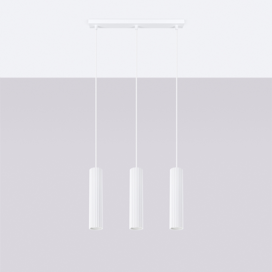 Lampadario a sospensione con filo KARBON 3xGU10/10W/230V bianco