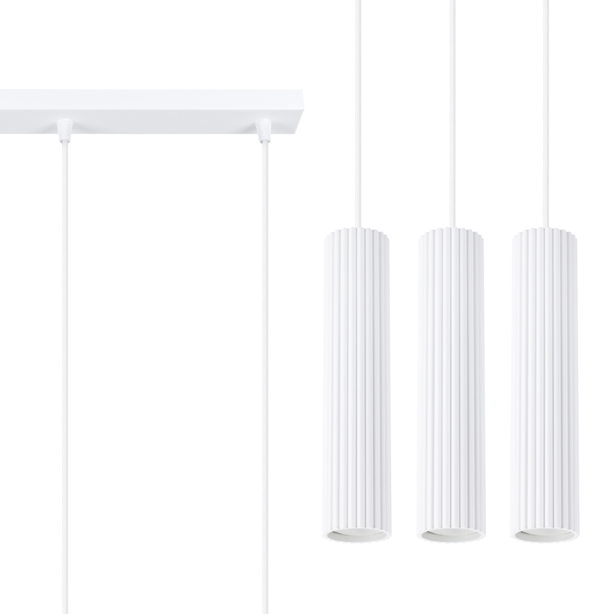 Lampadario a sospensione con filo KARBON 3xGU10/10W/230V bianco
