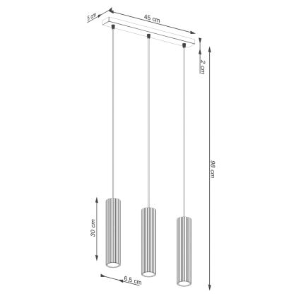 Lampadario a sospensione con filo KARBON 3xGU10/10W/230V bianco