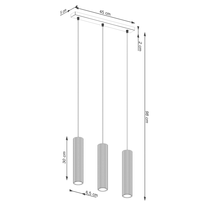 Lampadario a sospensione con filo KARBON 3xGU10/10W/230V bianco