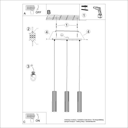 Lampadario a sospensione con filo KARBON 3xGU10/10W/230V bianco