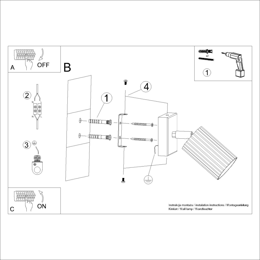 Faretto da parete KARBON 1xGU10/10W/230V bianco