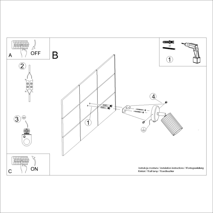 Faretto da parete KARBON 1xGU10/10W/230V bianco