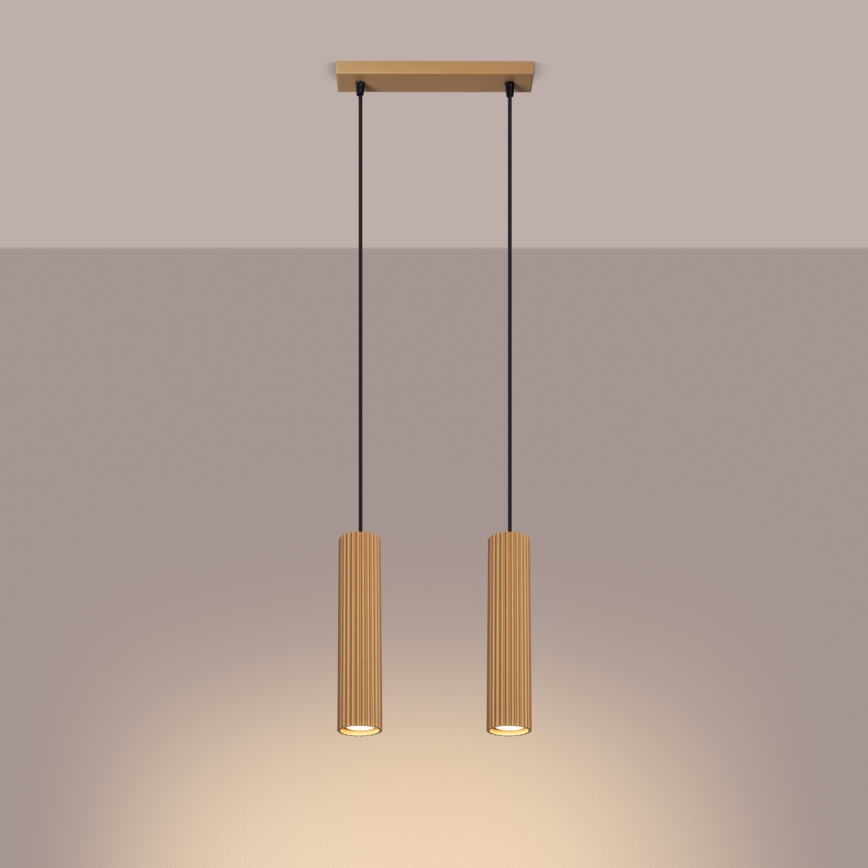 Lampadario a sospensione con filo KARBON 2xGU10/10W/230V oro