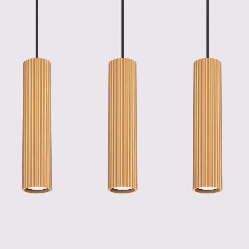 Lampadario a sospensione con filo KARBON 3xGU10/10W/230V oro