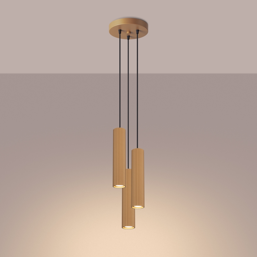 Lampadario a sospensione con filo KARBON 3xGU10/10W/230V oro
