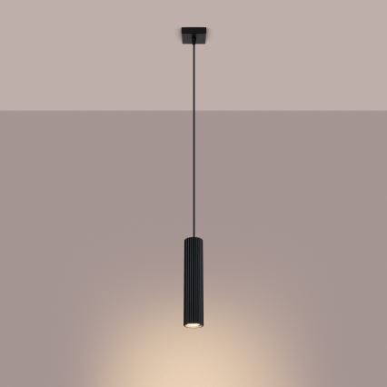Lampadario a sospensione con filo KARBON 1xGU10/10W/230V nero