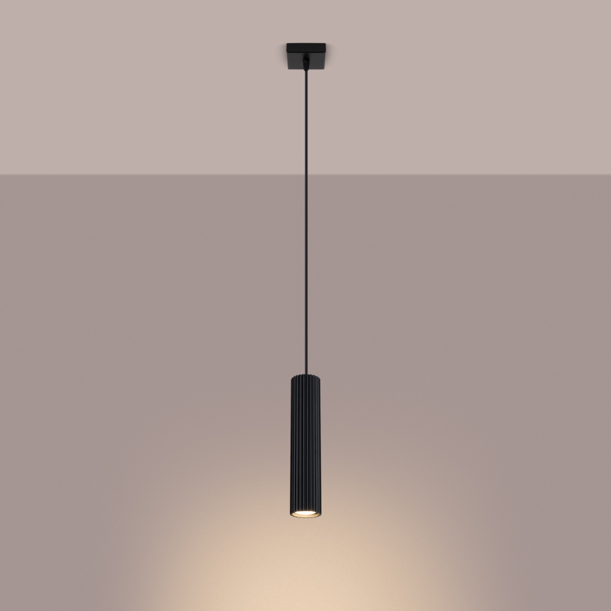 Lampadario a sospensione con filo KARBON 1xGU10/10W/230V nero