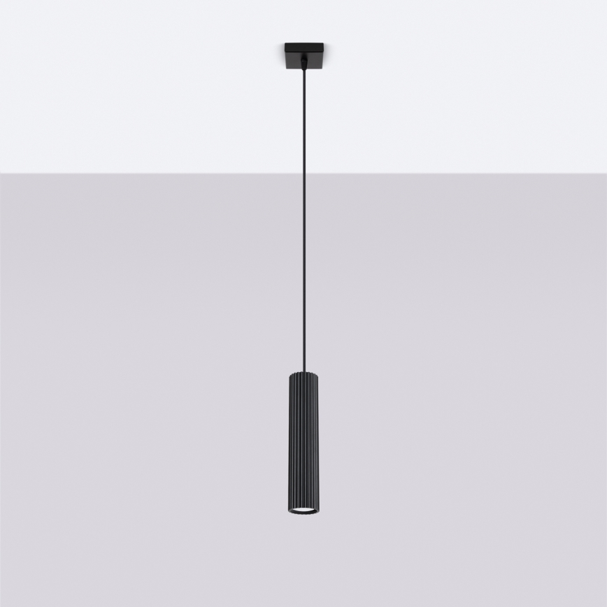 Lampadario a sospensione con filo KARBON 1xGU10/10W/230V nero
