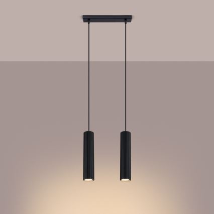 Lampadario a sospensione con filo KARBON 2xGU10/10W/230V nero