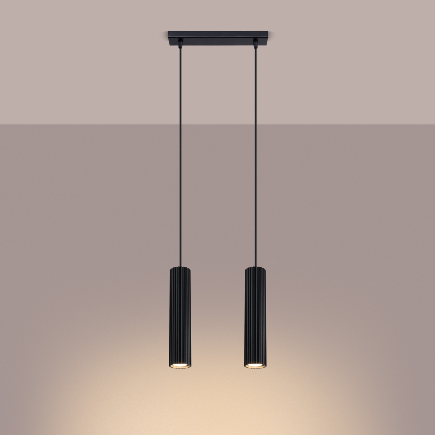 Lampadario a sospensione con filo KARBON 2xGU10/10W/230V nero