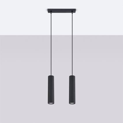 Lampadario a sospensione con filo KARBON 2xGU10/10W/230V nero