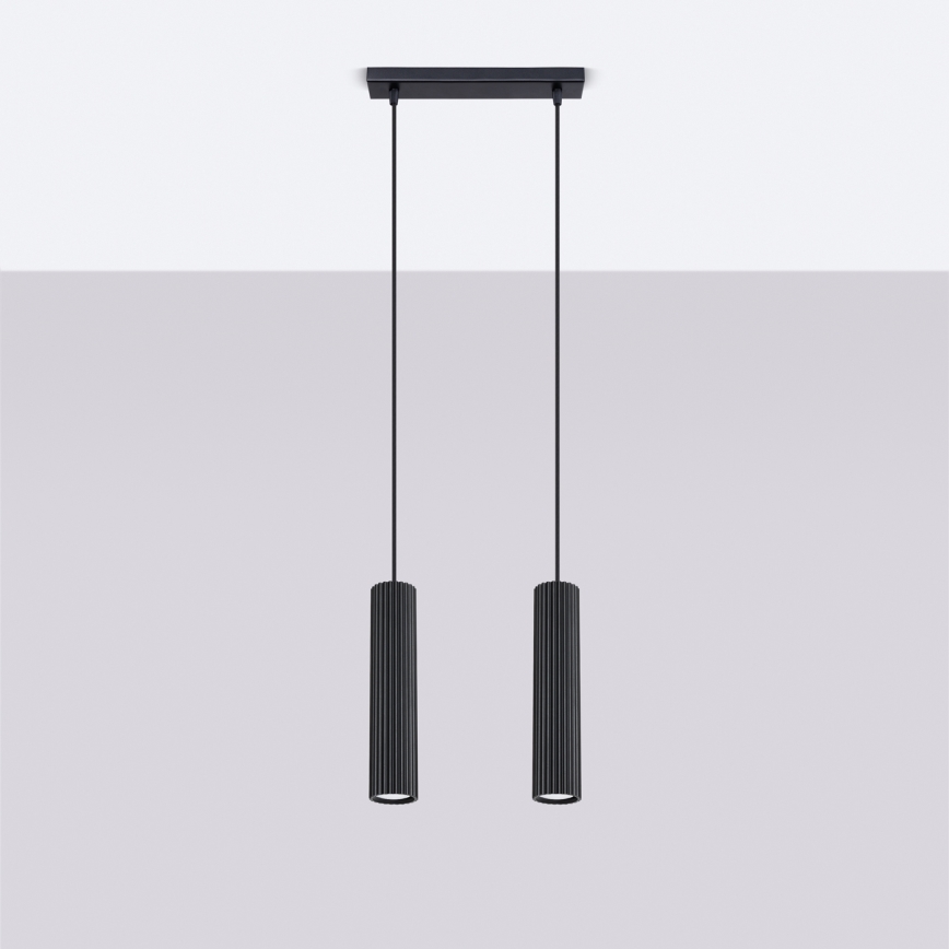 Lampadario a sospensione con filo KARBON 2xGU10/10W/230V nero
