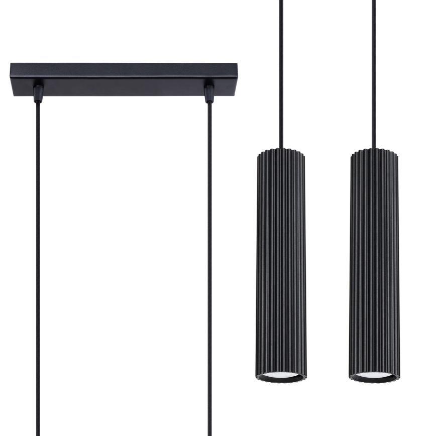 Lampadario a sospensione con filo KARBON 2xGU10/10W/230V nero