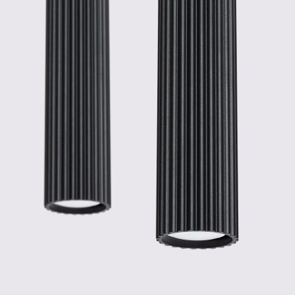 Lampadario a sospensione con filo KARBON 2xGU10/10W/230V nero
