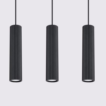 Lampadario a sospensione con filo KARBON 3xGU10/10W/230V nero