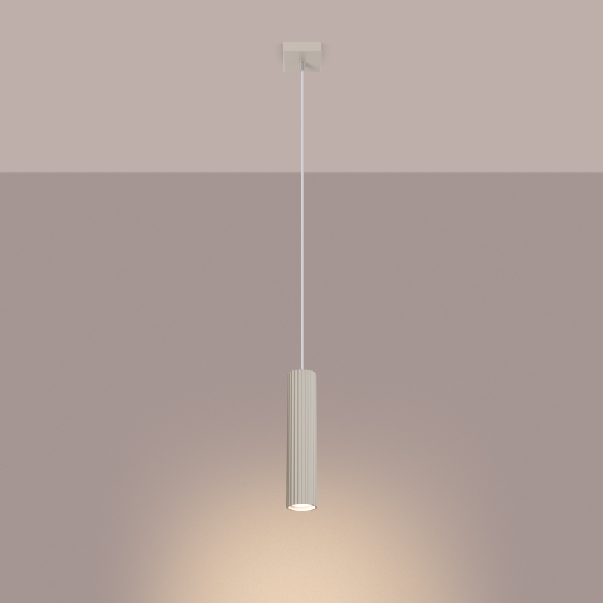 Lampadario a sospensione con filo KARBON 1xGU10/10W/230V color crema