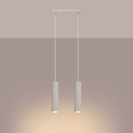 Lampadario a sospensione con filo KARBON 2xGU10/10W/230V color crema