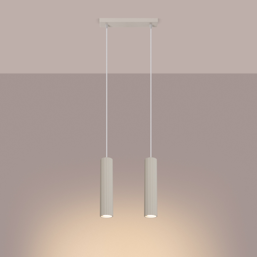 Lampadario a sospensione con filo KARBON 2xGU10/10W/230V color crema