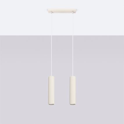 Lampadario a sospensione con filo KARBON 2xGU10/10W/230V color crema
