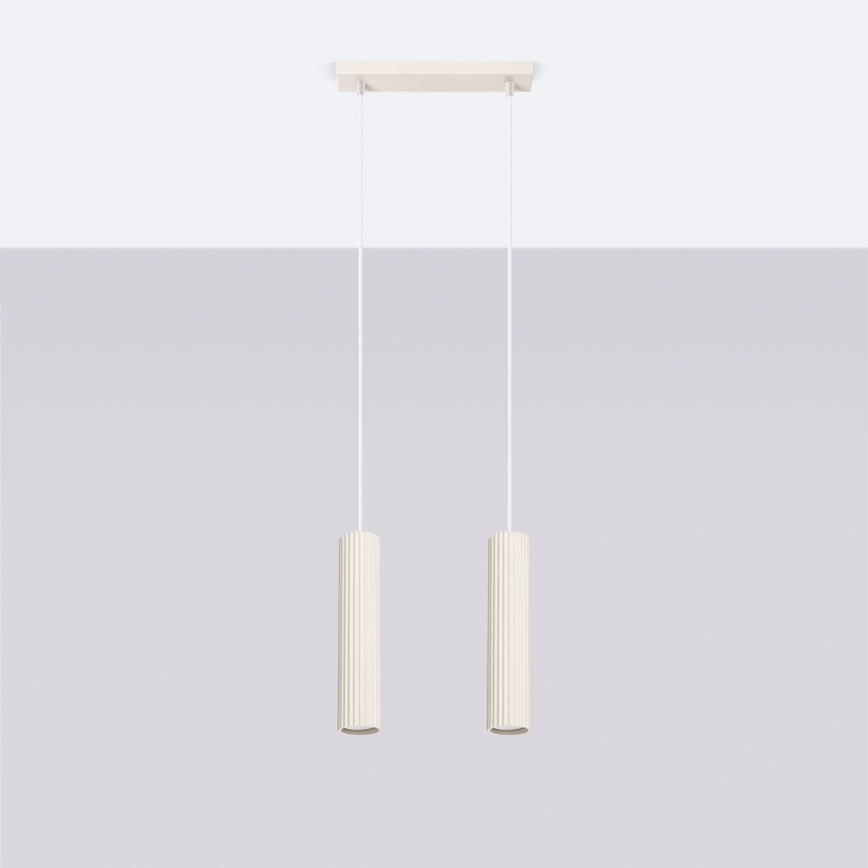 Lampadario a sospensione con filo KARBON 2xGU10/10W/230V color crema