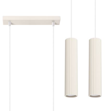 Lampadario a sospensione con filo KARBON 2xGU10/10W/230V color crema