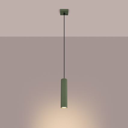 Lampadario a sospensione con filo KARBON 1xGU10/10W/230V verde