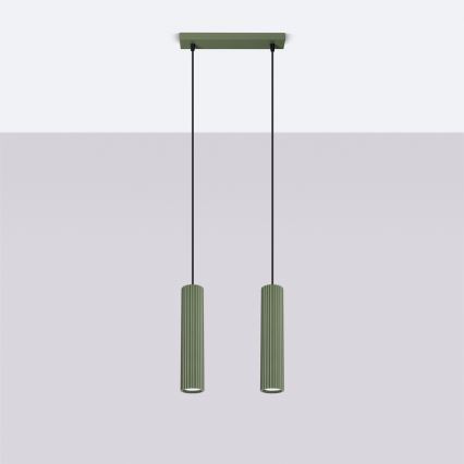 Lampadario a sospensione con filo KARBON 2xGU10/10W/230V verde