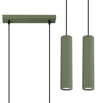 Lampadario a sospensione con filo KARBON 2xGU10/10W/230V verde