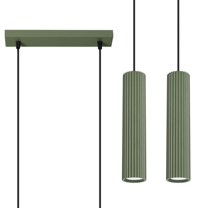 Lampadario a sospensione con filo KARBON 2xGU10/10W/230V verde