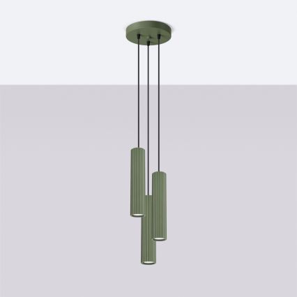Lampadario a sospensione con filo KARBON 3xGU10/10W/230V verde