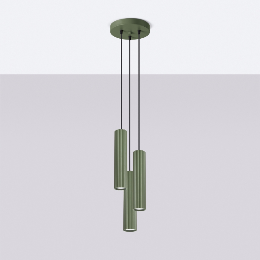 Lampadario a sospensione con filo KARBON 3xGU10/10W/230V verde
