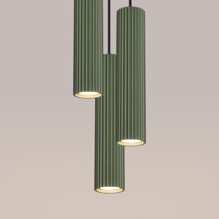 Lampadario a sospensione con filo KARBON 3xGU10/10W/230V verde