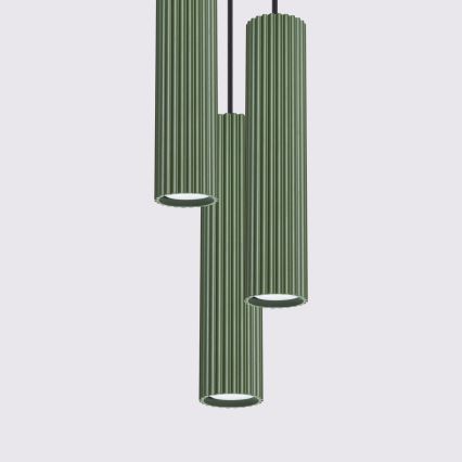 Lampadario a sospensione con filo KARBON 3xGU10/10W/230V verde