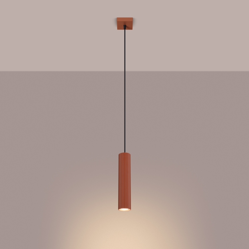 Lampadario a sospensione con filo KARBON 1xGU10/10W/230V rosso