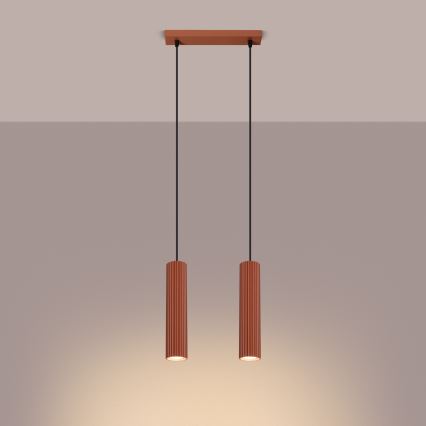 Lampadario a sospensione con filo KARBON 2xGU10/10W/230V rosso