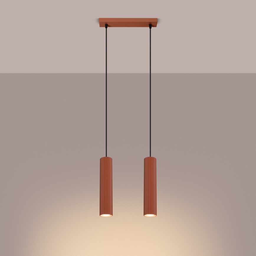Lampadario a sospensione con filo KARBON 2xGU10/10W/230V rosso
