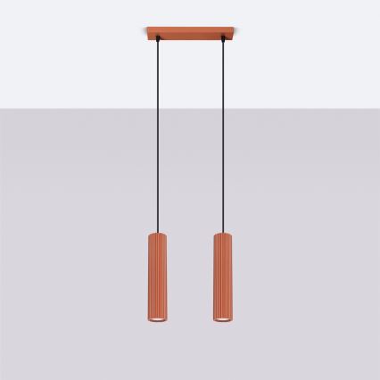 Lampadario a sospensione con filo KARBON 2xGU10/10W/230V rosso